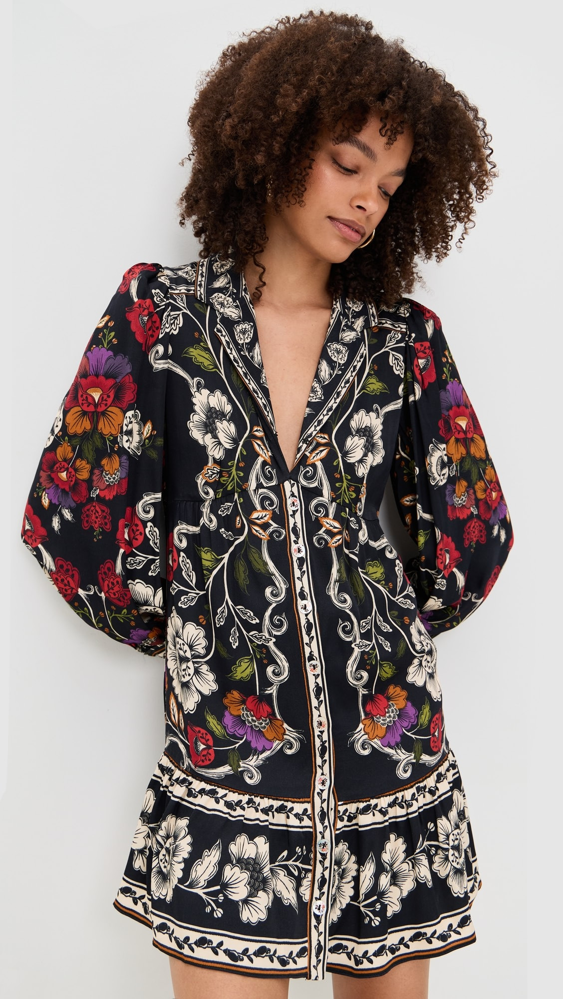 Rococo Flowers Black Mini Dress | Shopbop