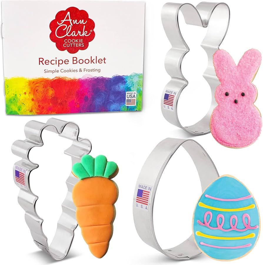 Easter Fun Cookie Cutters 3-Pc. Set Made in the USA by Ann Clark, Easter Bunny, Egg, and Carrot | Amazon (US)
