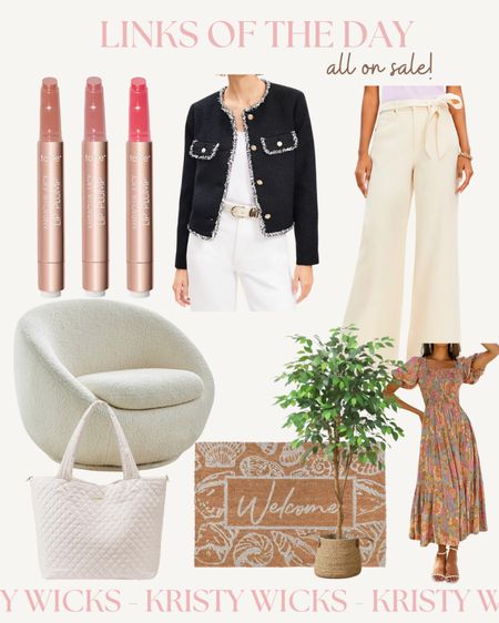 Sales & links of the day! 🤍 Some of my favorite lip gloss from Tarte on sale — LOFT adorable finds, high rise palazzo pants from size 24-34, and this cropped tweed jacket is 30% off too! // MZ Wallace travel tote dupe from Amazon under $40 // faux green tree 🌳 on sale under $50, Amazon dress and more. 

#LTKsalealert #LTKfindsunder100 #LTKhome