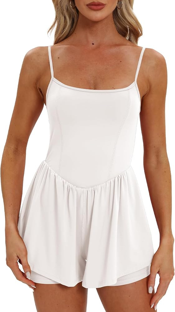 Beaully Women's Summer Sleeveless Rompers Spaghetti Strap Shorts Jumpsuit | Amazon (US)