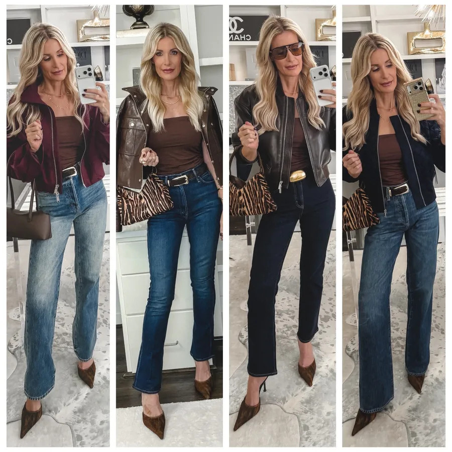 You don't need 20 pairs of jeans in your closet this fall. You need the right 4. 1. Straight leg – Pistola. My go-to. Vintage-inspired, high-waisted, and the fit is incredible. 2. Slim bootcut – Mother. Hands down the most slimming jeans I own. High-waisted baby flare = perfection. 3. Dark wash cigarette – Quince. Just $50, and they fit and feel like designer denim. 4. Wide leg – Citizens of Humanity. A high-waisted silhouette that flatters almost every body type. Sizing: All 4 run true to size. I'm 5'4" and wear a 24 in every pair. Which one is missing from your closet right now? Tell me below 

 

#LTKootd #LTKgrwm #LTKOver40