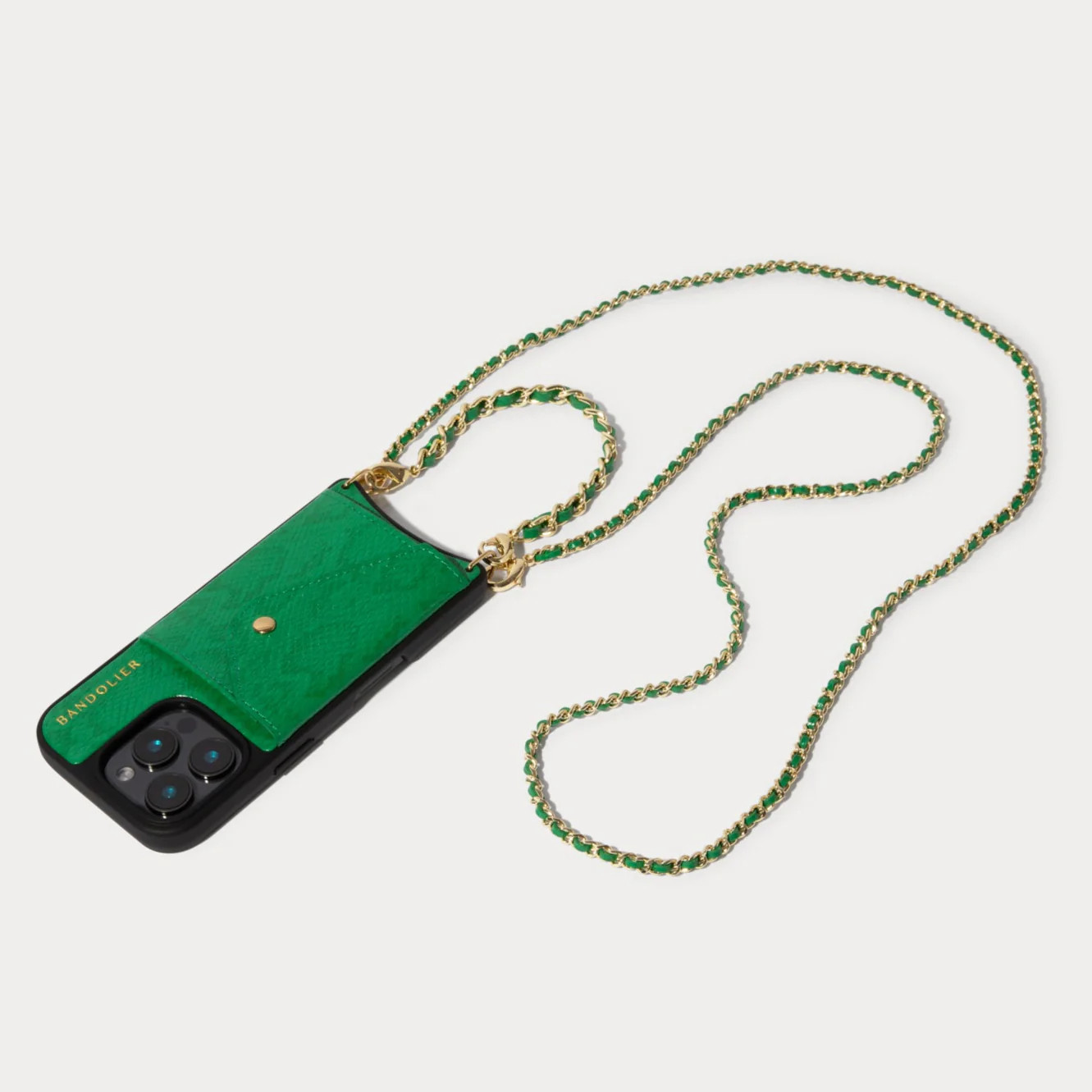 Lily Crossbody iPhone Case Set - Green Snake/Gold | Bandolier