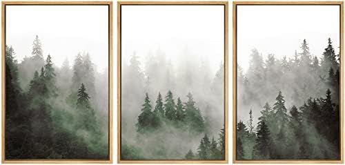 SIGNWIN Framed Canvas Print Wall Art Set Fog & Mist Over Green Pine Tree Forest Nature Wilderness... | Amazon (US)
