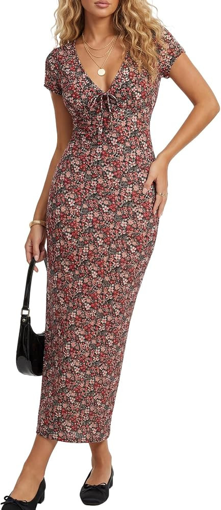 LYANER Women's Boho Dress Winery Outfit Fall Winery Outfits Winery Dress Winery Outfit Summer Winter | Amazon (US)