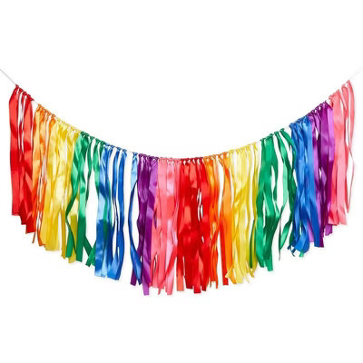 Sparkle and Bash 10 Foot Rainbow Birthday Decorations, Hanging Fringe Garland, Party Decorations, Rainbow Tassel Garland, 14 x 118 in | Target