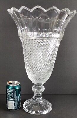 Shannon Crystal Tiara Vase By Godinger 16"X9 7/8! Slovakia Beautiful Crosshatch   | eBay | eBay US