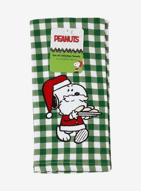 Peanuts Snoopy Santa Gingham Holiday Kitchen Towel Set | BoxLunch