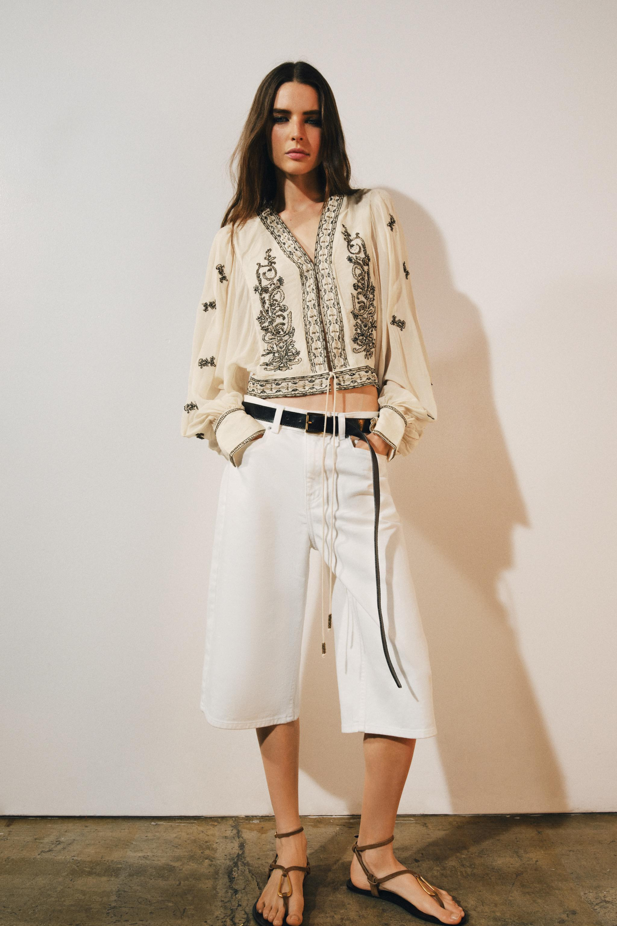 ZW COLLECTION BEADED EMBROIDERED BLOUSE | Zara UK