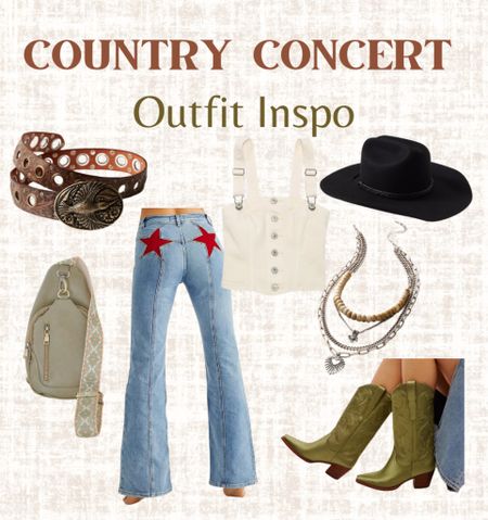 Country Concert Outfit Inspo! Cowboy boots, cowgirl boots, cowboy hat, belt buckles, layered necklaces  

#LTKFestival #LTKstyletip