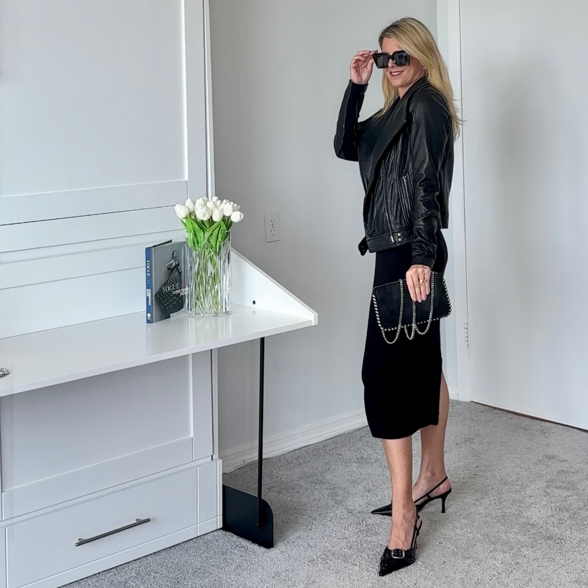 T-shirt dress with a leather jacket 

#LTKunder50 #LTKSeasonal #LTKFind