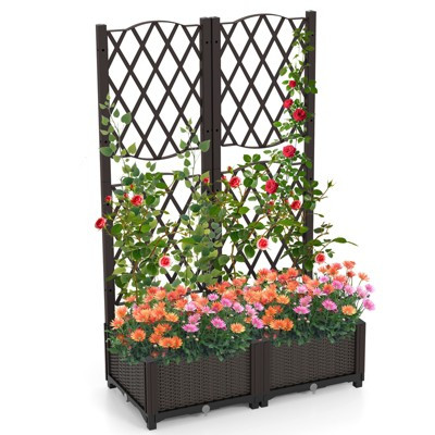 Costway Raised Garden Bed w/Trellis Planter Box for Climbing Plants 32" x 16" x 53" | Target