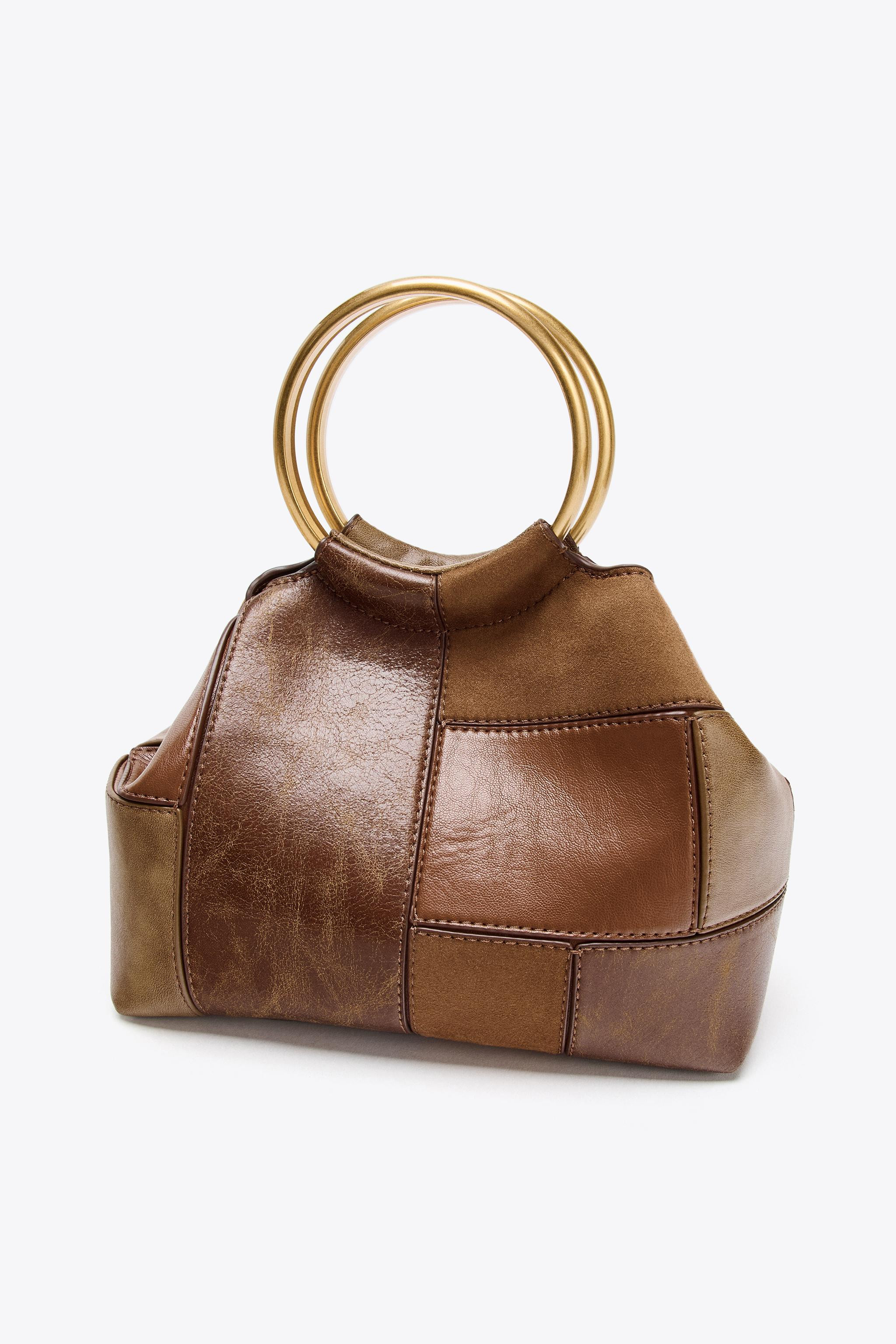 PATCHWORK RIGID HANDLE MINI BUCKET BAG | Zara US
