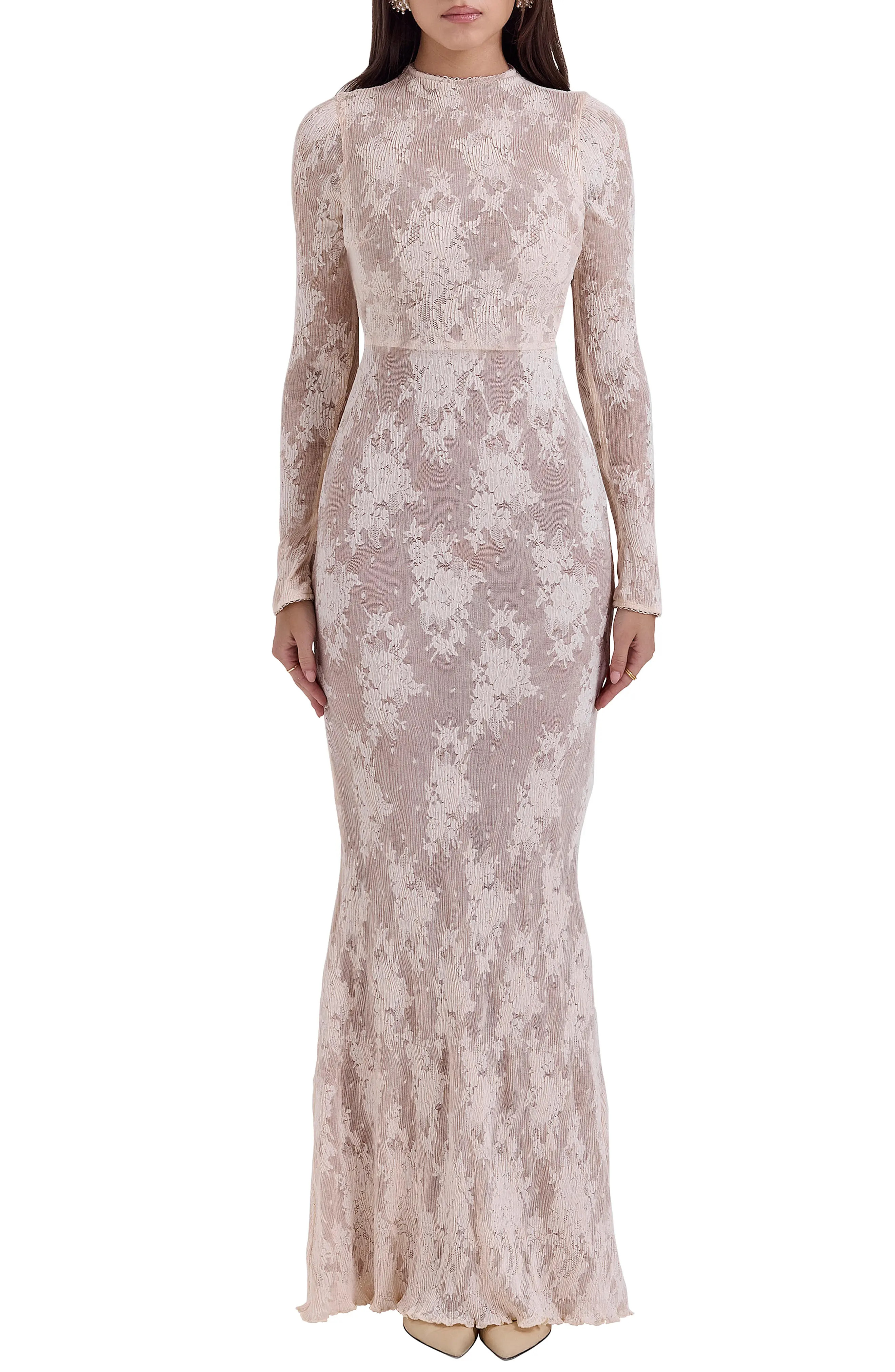 HOUSE OF CB Isoline Lace Long Sleeve Gown (Women) | Nordstrom | Nordstrom