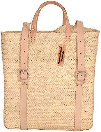 Palm Leaf Backpack , Straw Bag Made, Shopping and Picnic Baskets, Traditional Moroccan Bag, Leath... | Amazon (US)