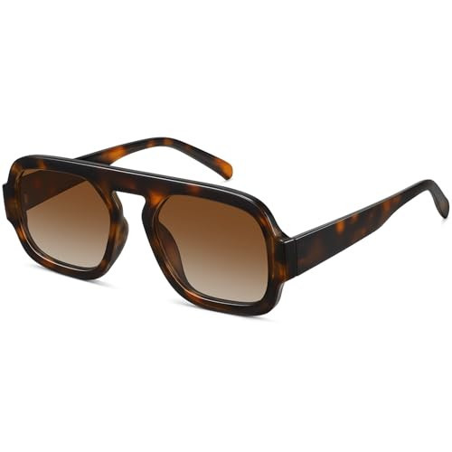 WOWSUN Retro Aviator Sunglasses Womens 70s Square Trendy Shades Sun Glasses | Amazon (US)