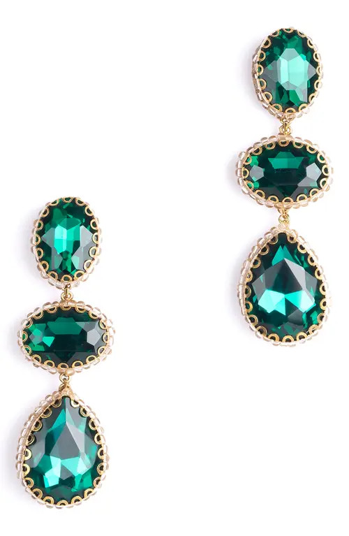 Deepa Gurnani Hadlee Drop Earrings in Emerald at Nordstrom | Nordstrom