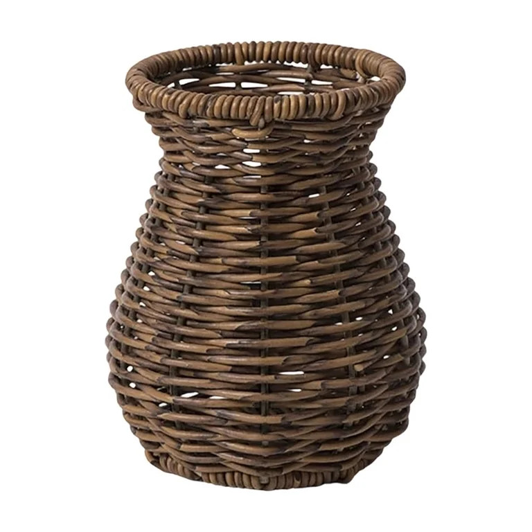 Wicker Vases for Flowers - Natural Weave Basket Faux Rattan Vase Pastoral Rattan Vase Bamboo Weav... | Walmart (US)