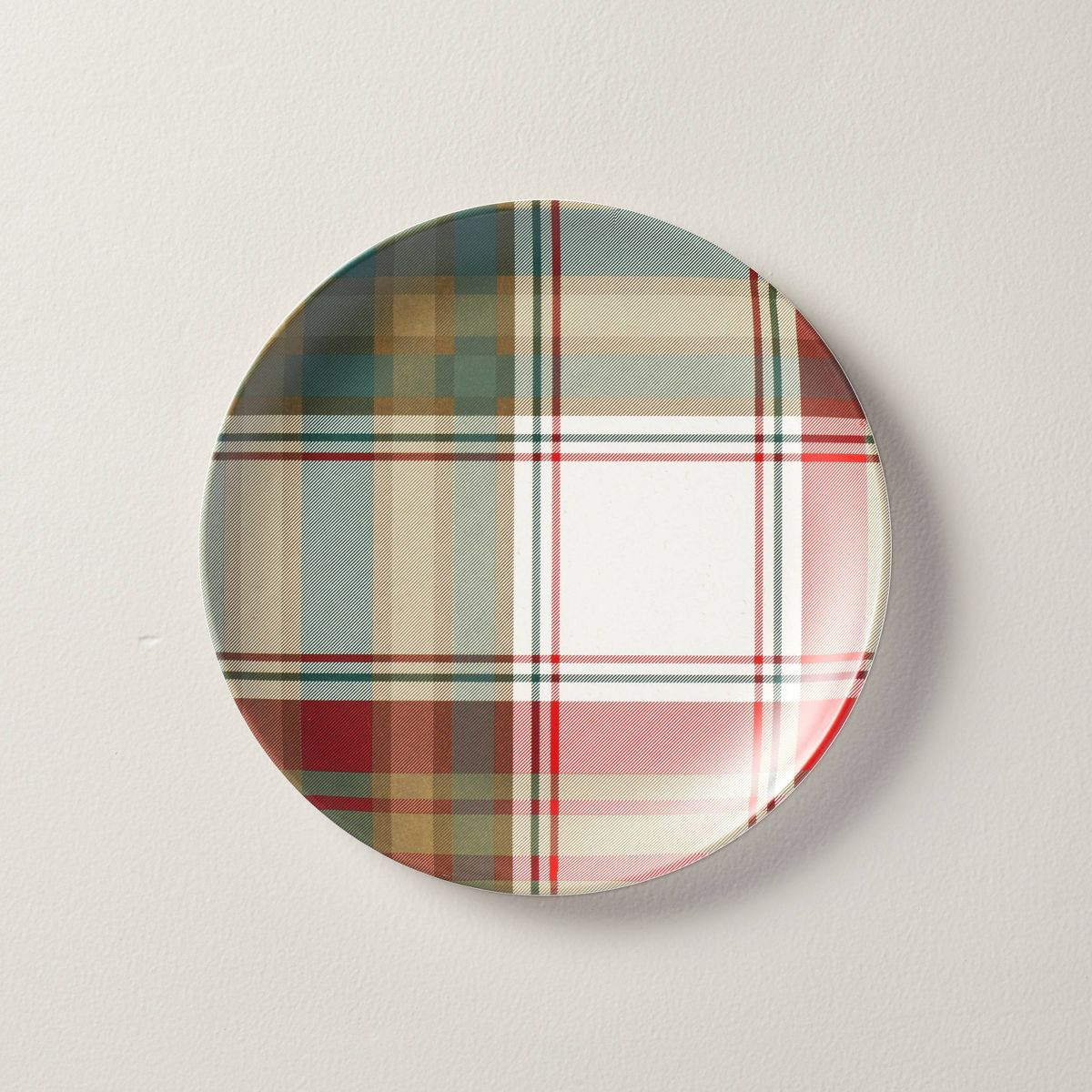 8.9" Festive Plaid Melamine Christmas Salad Plates Red/Green/Tan - Hearth & Hand™ with Magnolia | Target