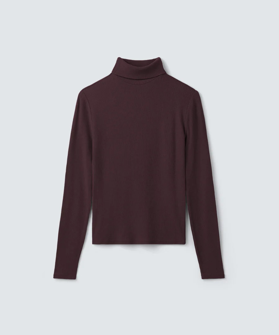 Women's Rib Turtle Neck Long Sleeve | Unbound Merino | Unbound Merino