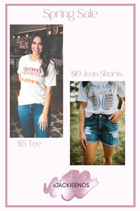 Spring sale $5 tee $10 shorts 

#LTKunder50 #LTKsalealert #LTKSeasonal