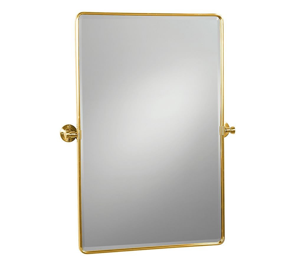 Brass Vintage Rounded Rectangle Pivot Mirror, 23"" W x 24"" H | Pottery Barn (US)
