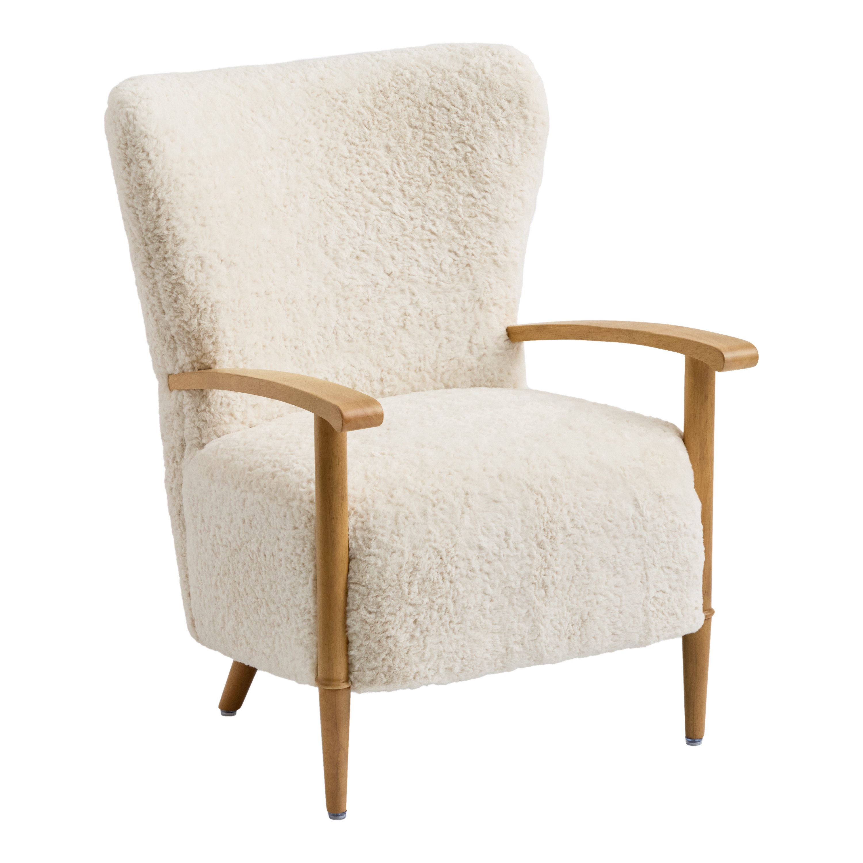 Zander High Pile Faux Fur Upholstered Chair and Ottoman Set | World Market