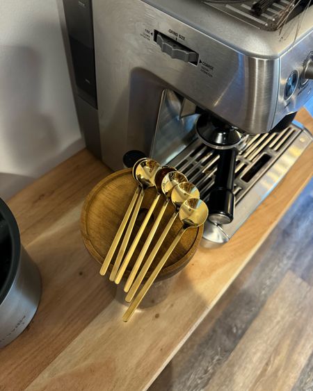 Gold espresso spoons for our coffee bar 🤎 I’ve been making a latte every morning and am always stirring honey into my espresso so thought grabbing specific spoons would be nice. Not to mention they’re adorable! 

Amazon home find, home finds, Amazon favorites, Amazon must have, gold spoons, espresso spoons, breville machine 

#LTKfindsunder50 #LTKhome