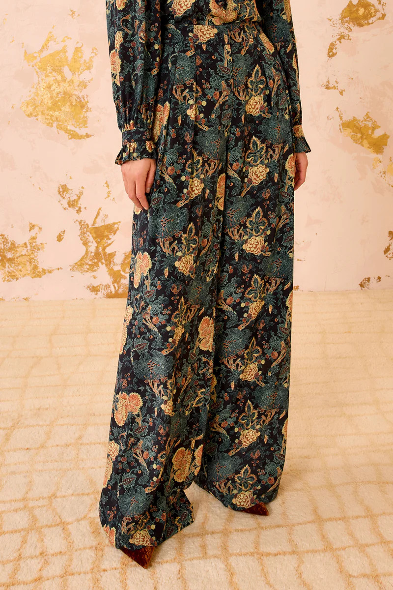 Aviva Silk High Waist Wide Leg Pant - Nuit | Ulla Johnson