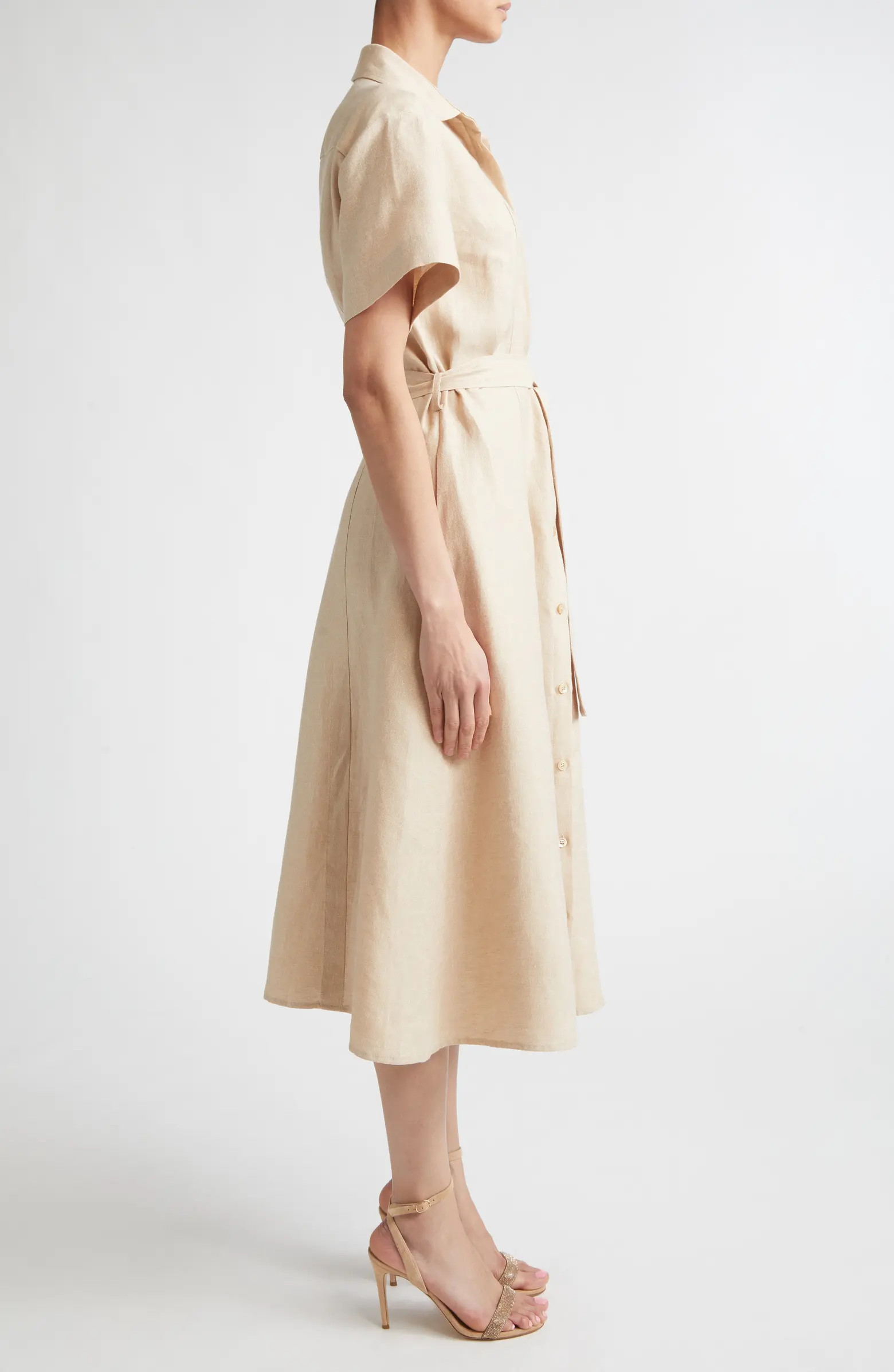 Linen Blend Belted Shirtdress | Nordstrom