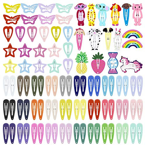 ECADY Hair Clips Colorful Hair Barrette Metal Cute Snap Hair Clips for Girls, Toddlers, Kids - 2 ... | Amazon (US)