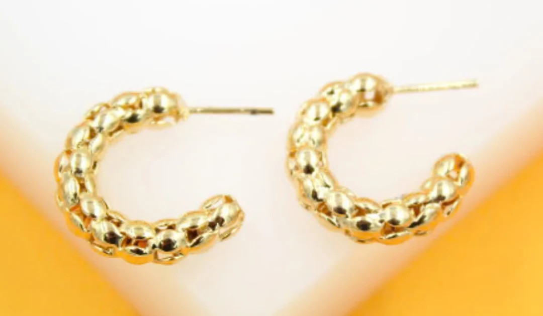 18K Gold Filled Textured Hoop Earrings | Etsy (US)