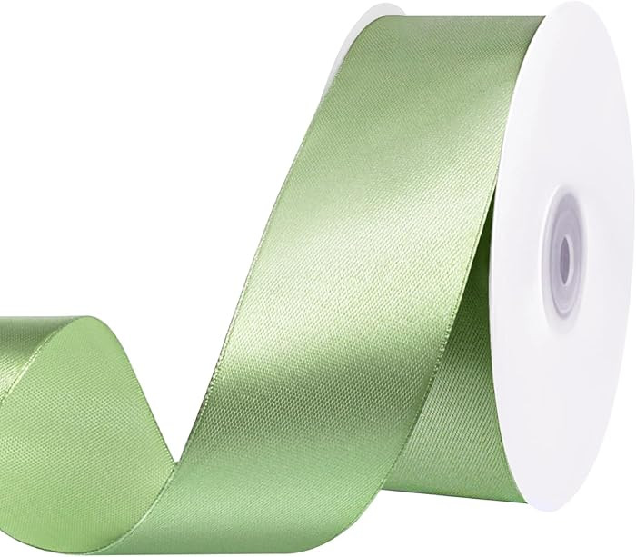 Sage Green Ribbon 1 1/2 Inch 60 Yards Light Green Satin Ribbon Gift Ribbons for Wedding Bridal Sh... | Amazon (US)