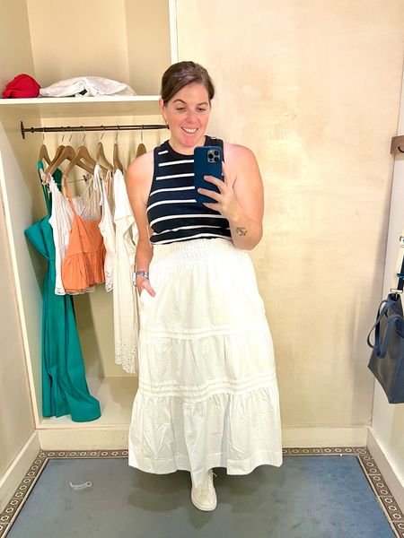 A dress not your thing, how about this skirt?! This is the Anthropologie Somerset skirt and it is perfect for summer into fall! The skirts runs TTS and so does the tank! 

#LTKsalealert #LTKstyletip #LTKxAnthro
