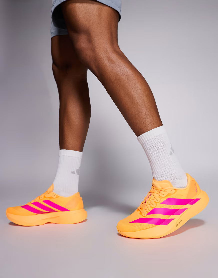 adidas Running Adizero EVO SL trainers in bright orange and pink | ASOS (Global)