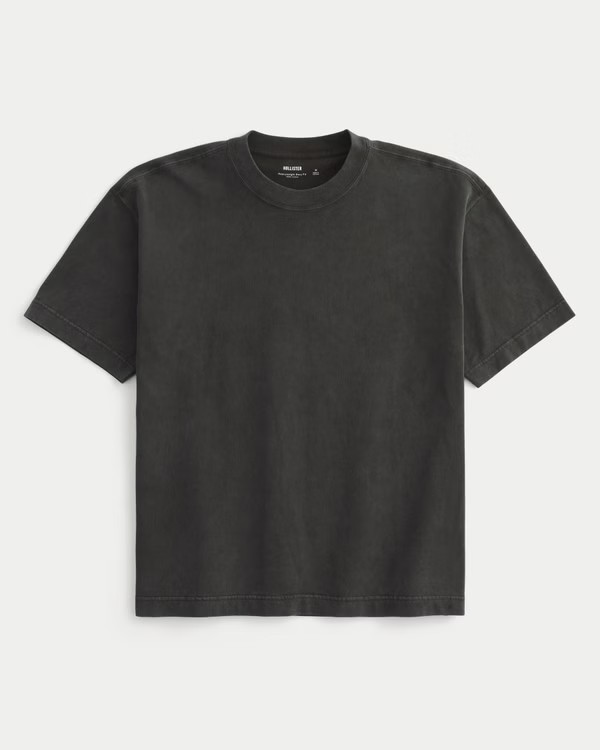 Men's Boxy Heavyweight Washed Crew T-Shirt | Men's Tops | HollisterCo.com | Hollister (US)