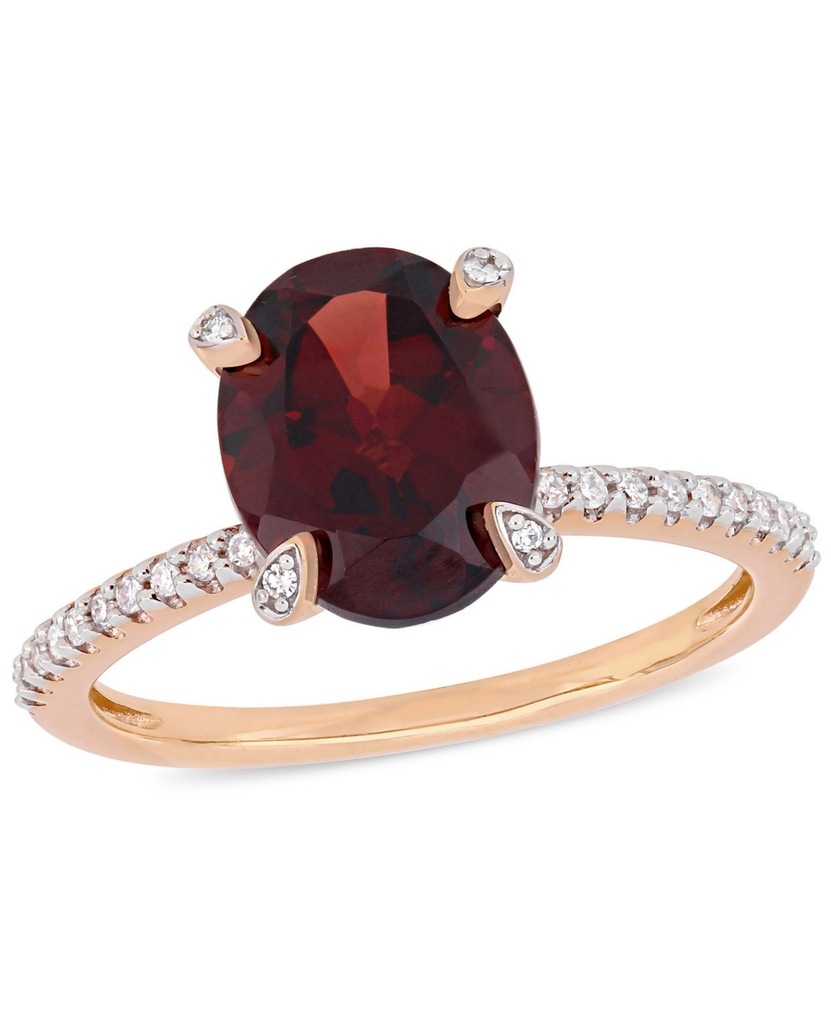 Garnet (3 ct.t.w.) and Diamond (1/10 ct.t.w.) Ring in 10k Rose Gold - Red | Macy's