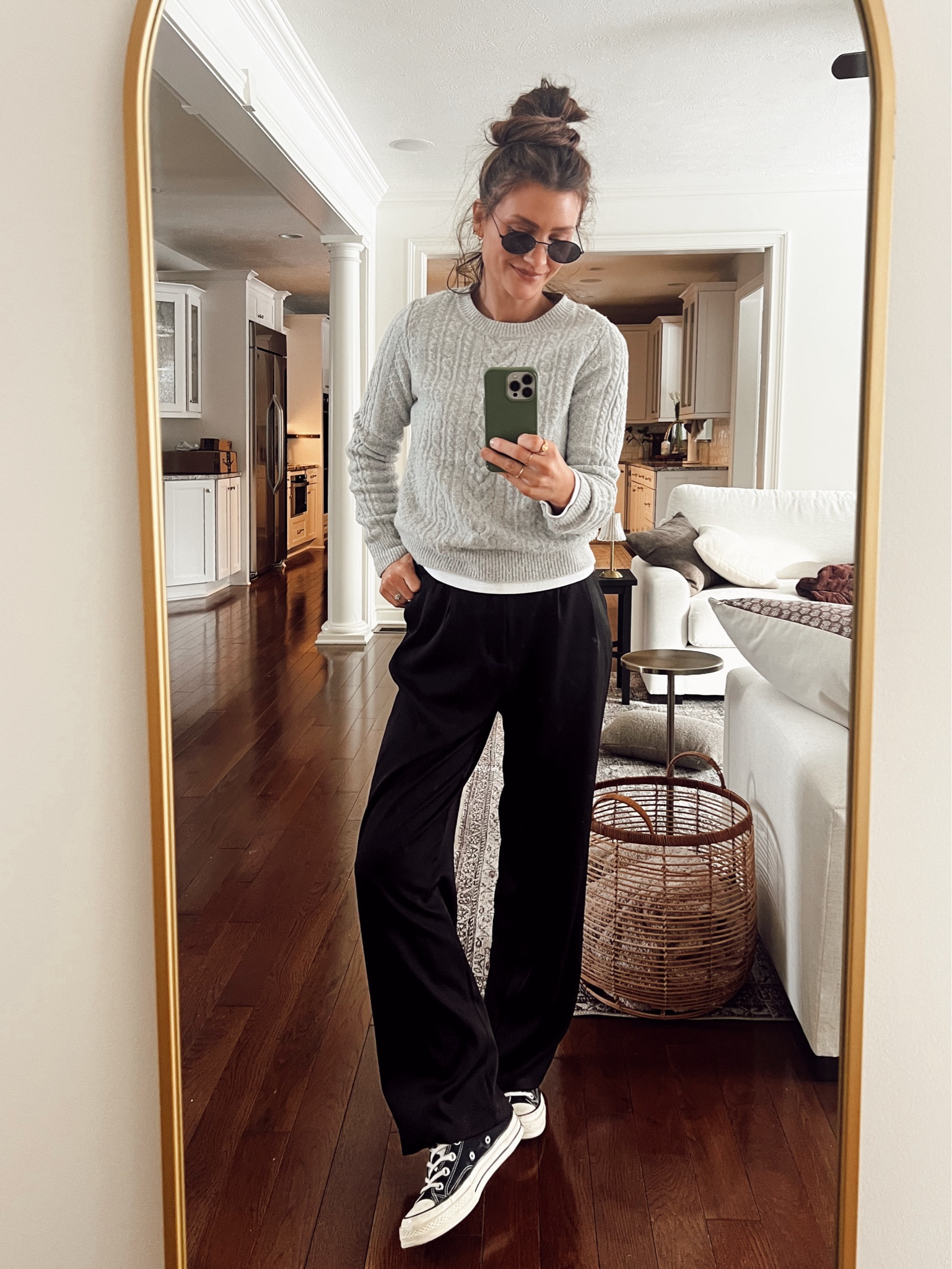 Casual easy outfit (layered ribbed long sleeve under sweater and leggings underneath pants for extra warmth!)

#LTKStyleTip #LTKFindsUnder50 #LTKFindsUnder100