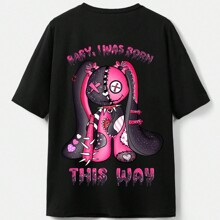 Plus Size Cartoon Letter Printed T-Shirt, School | SHEIN