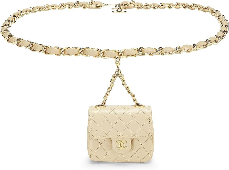 Amazon.com: Chanel, Pre-Loved Beige Quilted Lambskin Belt Bag Micro, Beige : Luxury Stores | Amazon (US)