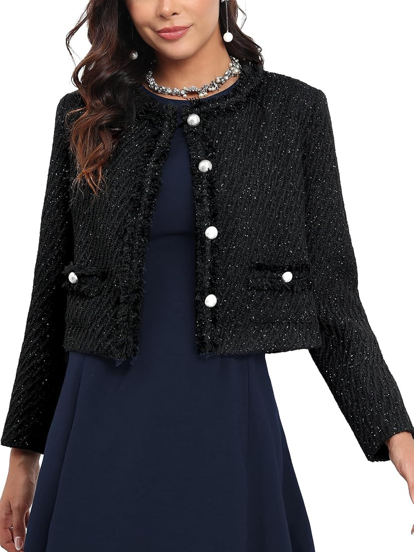 M.Infisavo Chaqueta de tweed para mujer, manga larga, elegante, para oficina, trabajo, negocios, ... | Amazon (US)