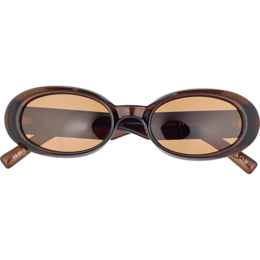 Le Specs Work It 53mm Polarized Oval Sunglasses in Cocoa at Nordstrom | Nordstrom