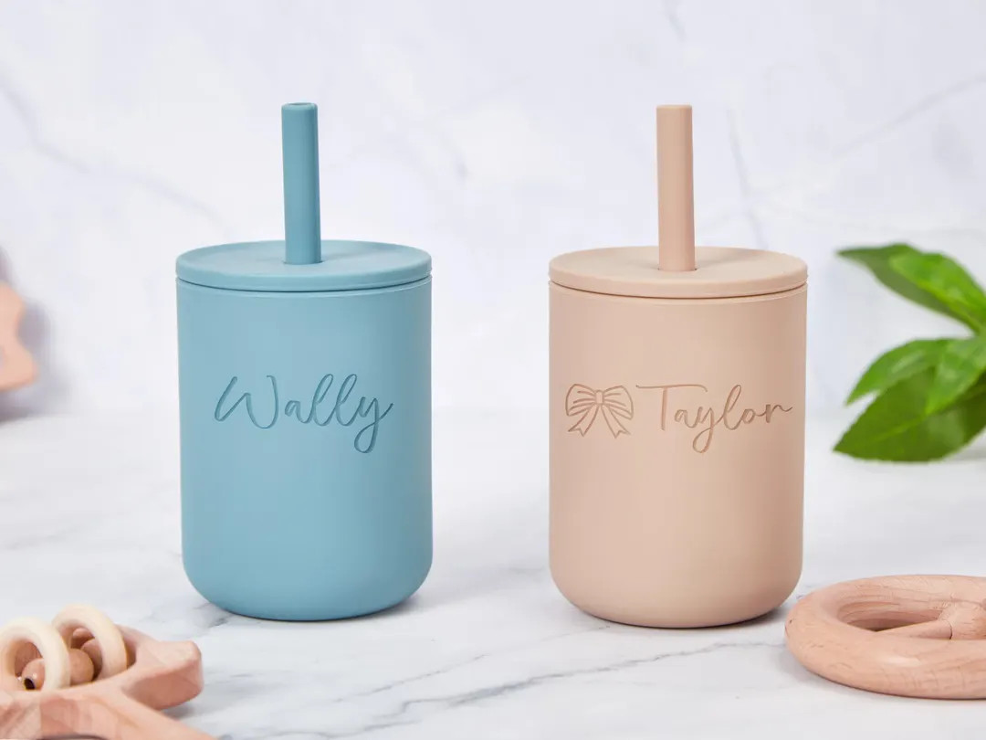 Custom Name Silicone Sippy Cup With Straw for Baby 6 Months,no Spill,personalized Engraved Toddle... | Etsy (US)
