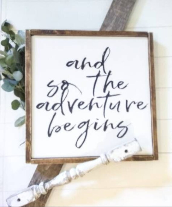 And so the adventure begins, boho- farmhouse style framed wood sign,  perfect nursery, wedding, e... | Etsy (US)