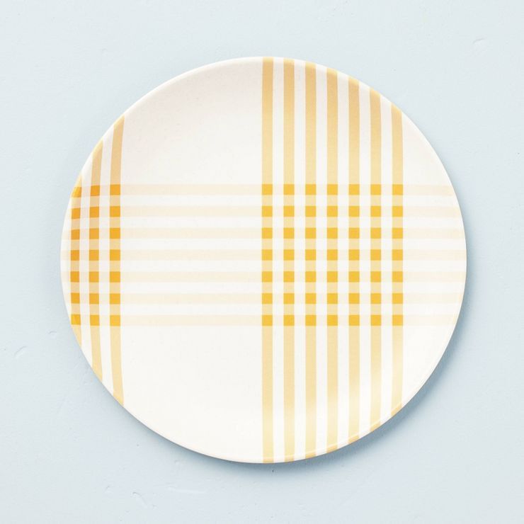 9" Picnic Plaid Bamboo-Melamine Salad Plates Gold/Cream - Hearth & Hand™ with Magnolia | Target
