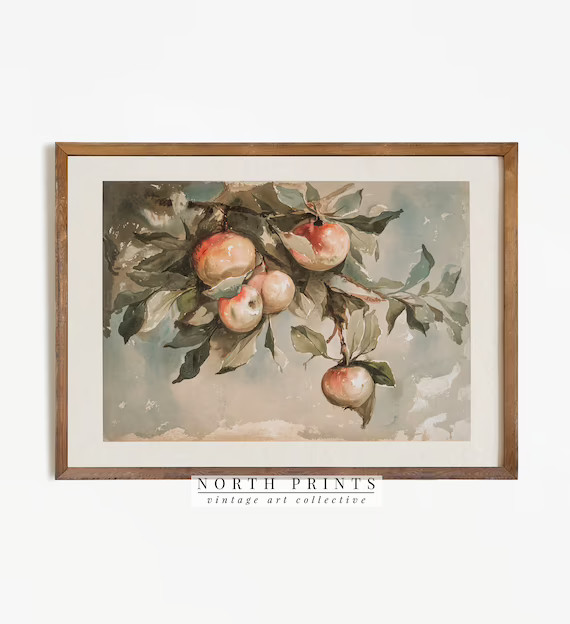 Vintage Apple Tree Print  Farmhouse Kitchen Decor Painting | Etsy | Etsy (US)