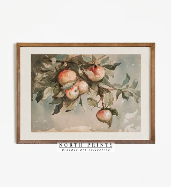 Vintage Apple Tree Print  Farmhouse Kitchen Decor Painting | Etsy | Etsy (US)