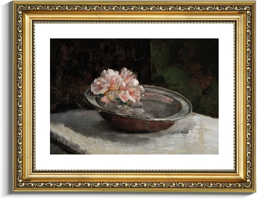 VIYYIEA Gold Framed Wall Art Canvas Print Home Decor Vintage Still Life Floral Wall Art Room Deco... | Amazon (US)