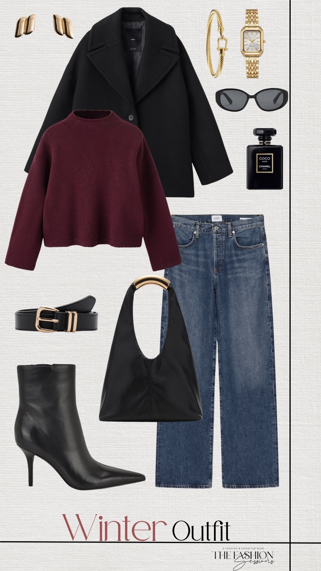 Winter Outfit | Burgundy Sweater | Denim Jeans | Ankle Boots | Coco Chanel | 

#LTKSeasonal #LTKootd #LTKHoliday