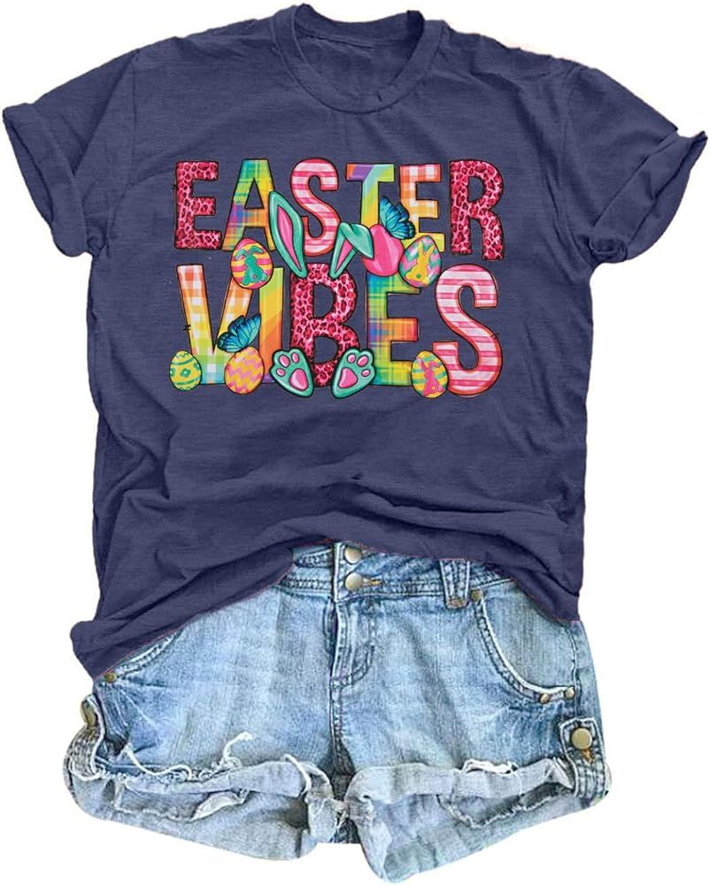 Happy Easter Shirt Women Bunny: Easter Tshirts Christian Religious Shirts Funny Inspirational Rab... | Amazon (US)