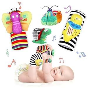 Majobee Baby Wrist Rattles Toys & Foot Finder Socks Set Baby Boy Girl Gifts Newborn Soft Sensory ... | Amazon (US)
